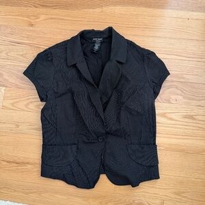 Guess Cropped Stretch Pinstripe Jacket - size large